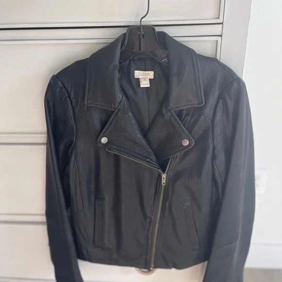 J. Crew Black Leather Jacket - Beautiful, and worn once. - Picture 1 of 2